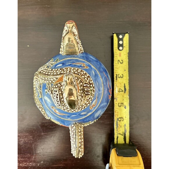 Vintage Hand Painted Kutani  Dragonware Moriage Japanese Teapot Blue Gold 7.5" - Picture 2 of 16